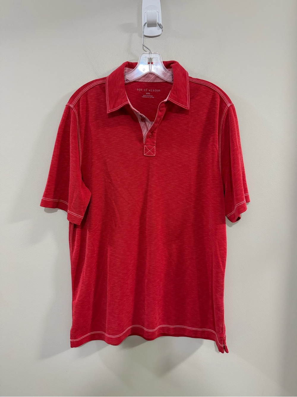 Age of Wisdom Men's Red Short-Sleeve Polo. Size Medium